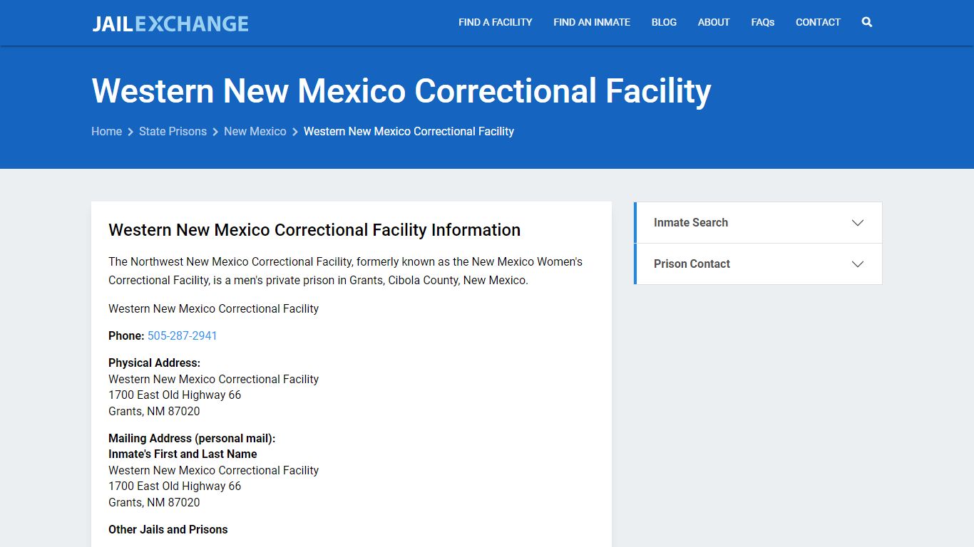 Western New Mexico Correctional Facility Inmate Search, NM - Jail Exchange